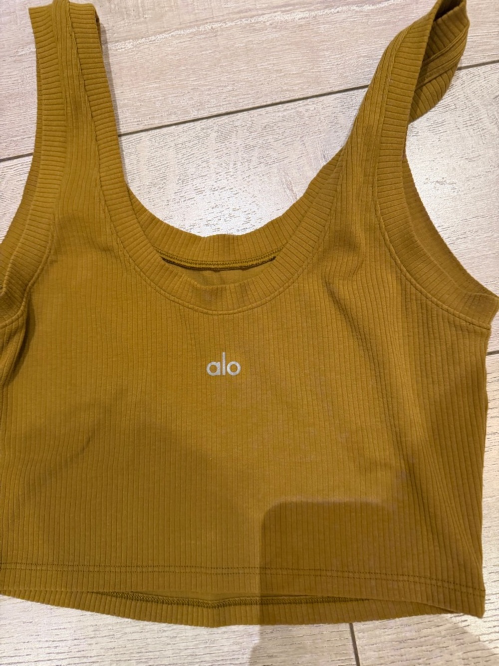 ALO Yoga Ribbed Mustard Crop Tank Top